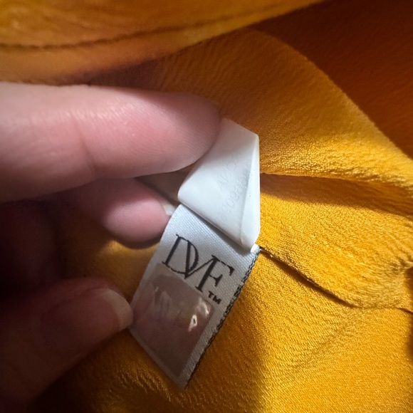 DVF Rona Silk Button-Front Blouse – Size 2 (Mustard/Gold) - Picture 5 of 6